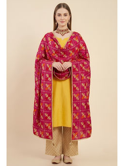 MUFFLY - Pink Chinon Mirror Detailing Dupatta