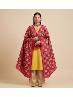 MUFFLY - Pink Chinon Mirror Work Dupatta