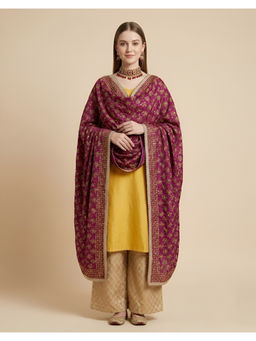 MUFFLY - Purple Chinon Heritage Beads Work Dupatta