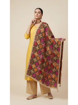 MUFFLY - Black Chinon Mirror Detailing Dupatta