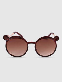 DukieKooky - Kids Brown Lens Brown Round Sunglasses with UV Protected Lens DKSG361D (M)