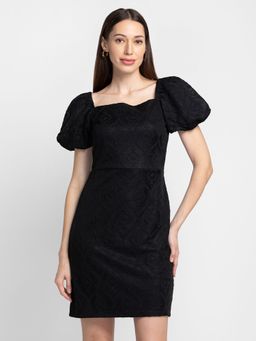 Globus - Black Self Design Dress