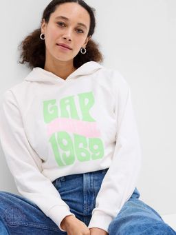 GAP - Women's 70's Inspired Logo Typography Relaxed Fit Hooded Sweatshirt