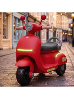 BAYBEE - Red Elixo Electric Scooter for Kids with LED Lights