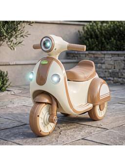 BAYBEE - Brown Velzo Battery Operated Bike for Kids with Light