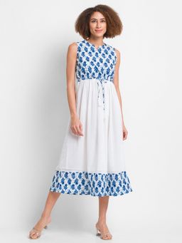 Globus - Off White Printed Dress with Sequins