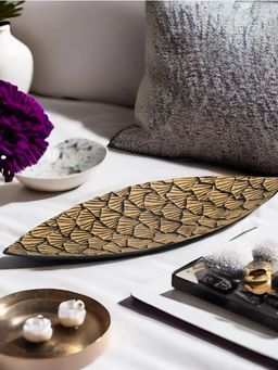 At Home by Nilkamal - Leaf Decorative Platter -Beige