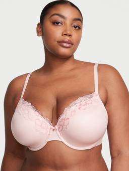 Victoria's Secret - Lightly Lined Full-Coverage Lace-Trim Bra Pink