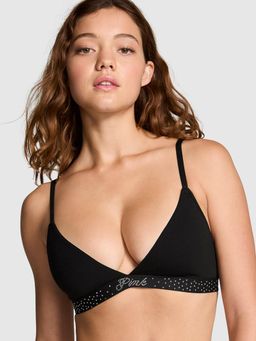Victoria's Secret - PINK Bralettes and Bra Tops Logo Cotton Shine Triangle Bralette Black