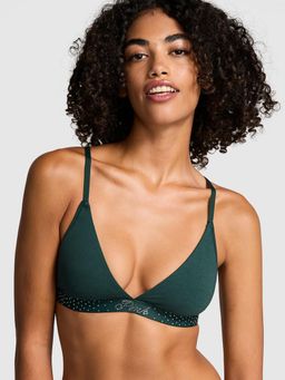 Victoria's Secret - PINK Bralettes and Bra Tops Logo Cotton Shine Triangle Bralette Green