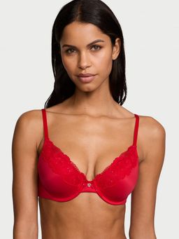 Victoria's Secret - Lace-Trim Lightly Lined Full-Coverage Bra Red