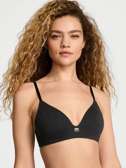 Victoria's Secret - The T-shirt Cotton Logo Hardware Lightly Lined Wireless Bra Black (32D)
