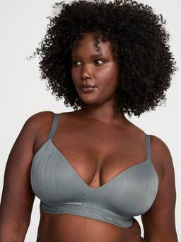 Victoria's Secret - The T-shirt Pointelle Logo Lightly Lined Wireless Bra Grey