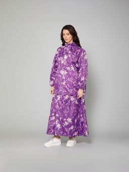 The Clownfish - Skirt and Top Raincoat with Adjustable Hood Purple Floral (Set of 2)