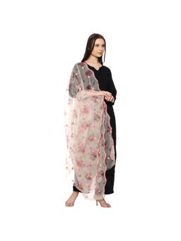 SWI STYLISH - Womens Printed Organza Dupatta-Cream