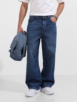 The Indian Garage Co - Men Loose Fit Solid Mid-Rise Jeans
