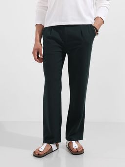 The Indian Garage Co - Men Relaxed Fit Textured Mid-Rise Trousers