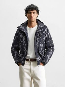 The Indian Garage Co - Men Regular Fit Printed Hooded Full Sleeves Jacket