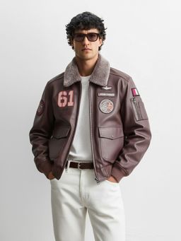 The Indian Garage Co - Men Regular Fit Embroidered Collar Neck Full Sleeves Jacket