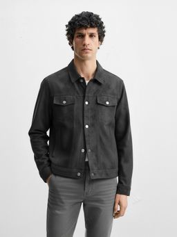 The Indian Garage Co - Men Relaxed Fit Solid Collar Neck Full Sleeves Jacket