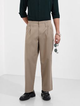 The Indian Garage Co - Men Relaxed Fit Solid Mid-Rise Trousers