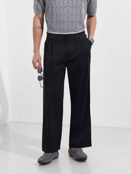 The Indian Garage Co - Men Relaxed Fit Solid Mid-Rise Trousers