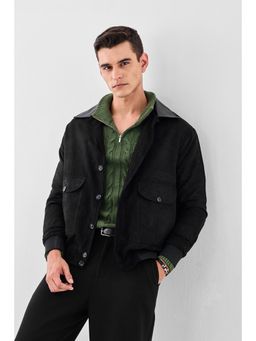Snitch - Black Solid Full Sleeves Regular Casual Jacket for Men