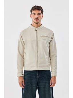 Snitch - Off White Solid Full Sleeves Regular Casual Jacket for Men