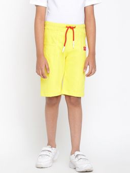 Tales & Stories - Boys Yellow Cotton Solid Bermuda