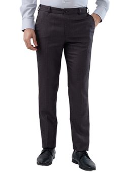 Raymond - Slim Fit Self Design Dark Violet Trouser