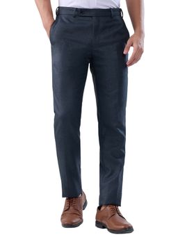 Raymond - Slim Fit Self Design Dark Blue Trouser