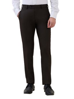 Raymond - Slim Fit Self Design Dark Brown Trouser