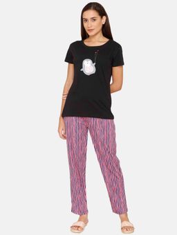 Zivame - Coucou Printed Pyjama Set - Black Beauty
