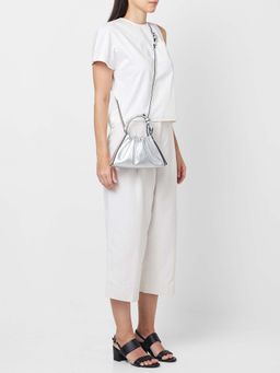 Behno New York - Tina Baguette Mini Metallic Ruched - Silver