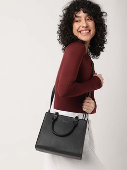 Fastrack - Casual Satchel Bag With Top Zipper In Black