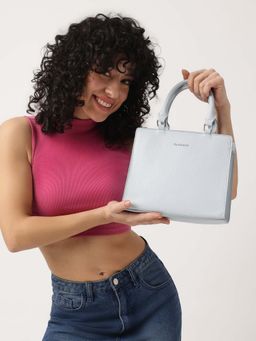 Fastrack - Casual Satchel Bag With Top Zipper In Mint Blue