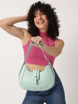 Fastrack - Casual Shoulder Bag With Zipper And Magnet Closure In Green