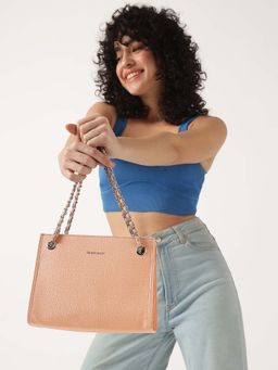 Fastrack - Casual Shoulder Bag With Magnet Button Closure In Peach