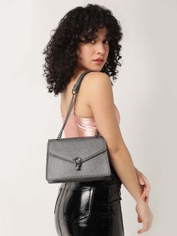 Fastrack - Casual Sling Bag With Lock Closure In Gun Metal