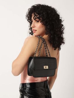 Fastrack - Casual Sling Bag With Lock Closure In Black