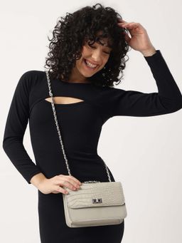 Fastrack - Casual Sling Bag With Lock Closure In Grey