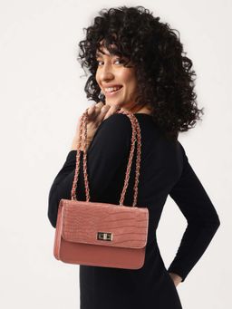 Fastrack - Casual Sling Bag With Lock Closure In Coral