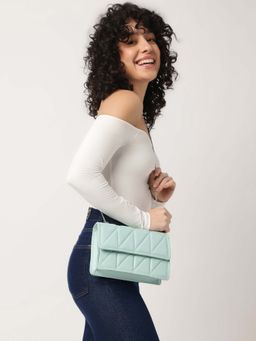 Fastrack - Casual Sling Bag With Magnet Button Closure In Mint Green