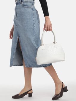 Fabbhue - Women's White Textured Handbag