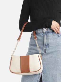 Fabbhue - Women's Tan And Cream Shoulder Bag