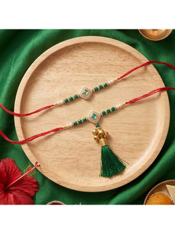 Ribbon Candy - Multi-Color Rakhis kundan charm (Pack of 2)