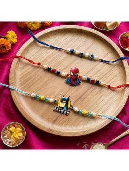 Ribbon Candy - Multi-Color Rakhis Cartoons charms and Evil eye beads (Pack of 3)