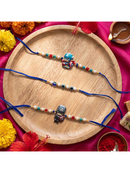 Ribbon Candy - Multi-Color Rakhis Cartoon Charms and Evil eye beads (Pack of 3)