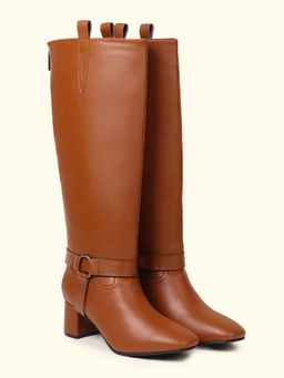 Yoho - Tan 2 in 1 Convertible Knee-High to Ankle Boots with Block Heel for Women