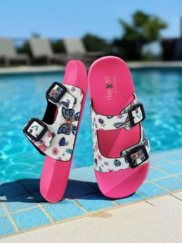 KazarMax - Splash-Steps Girls Pink Butterflies Printed Waterproof Sandals